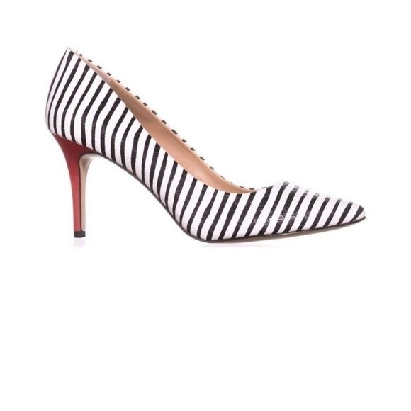 I N C International black white striped red heel shoe size 5.5  Zithal p… - Picture 1 of 14